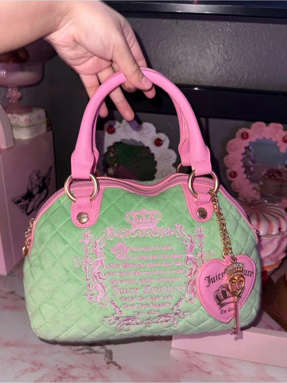 Juicy Couture “Once Upon A Time” Quilted Bowler Bag / Purse